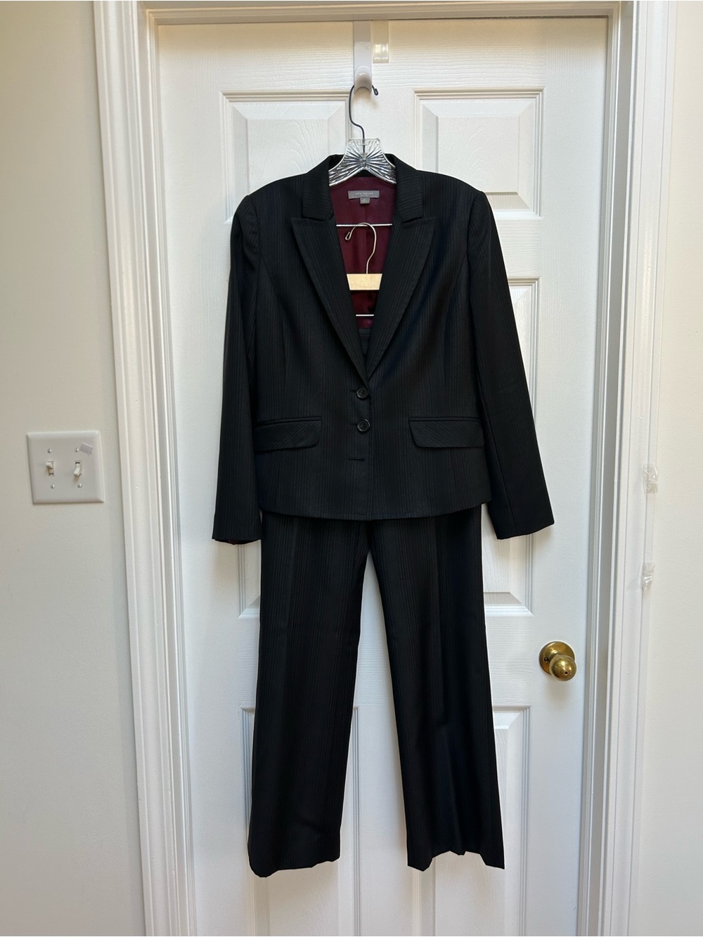 Ann Taylor Black Pinstripe Women's Two-Piece Pantsuit
